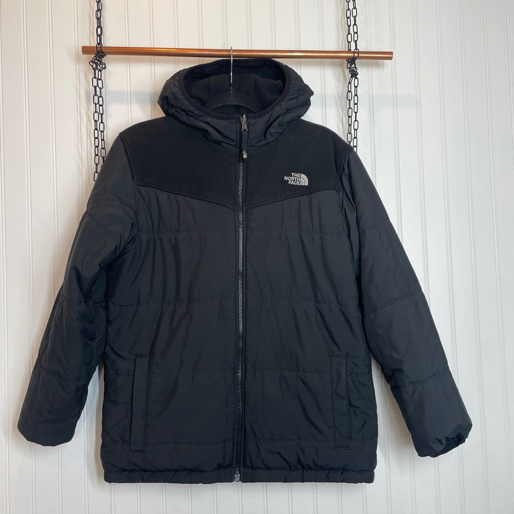 The North Face Black Reversible Hooded Fleece Ski Jacket Boys XL 18/20 Y